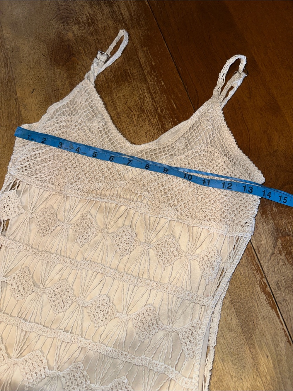 Rebellion Cream Crochet Midi Dress with V-Neck - Picture 5 of 10